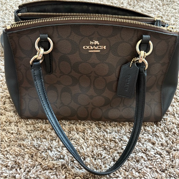 Coach Brown and Black Signature Satchel - Picture 1 of 5